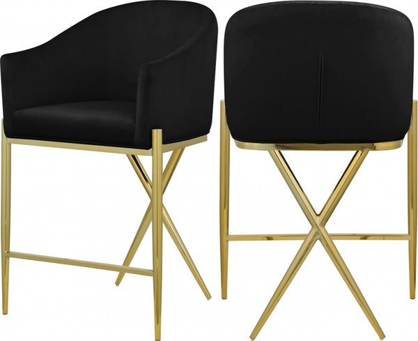 XAVIER VELVET COUNTER STOOLS GOLD