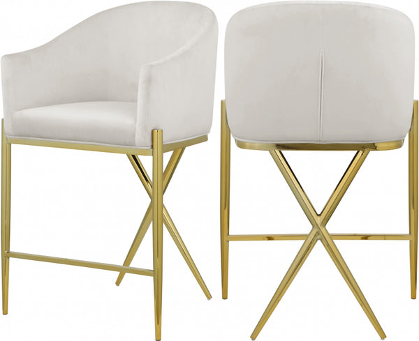 XAVIER VELVET COUNTER STOOLS GOLD