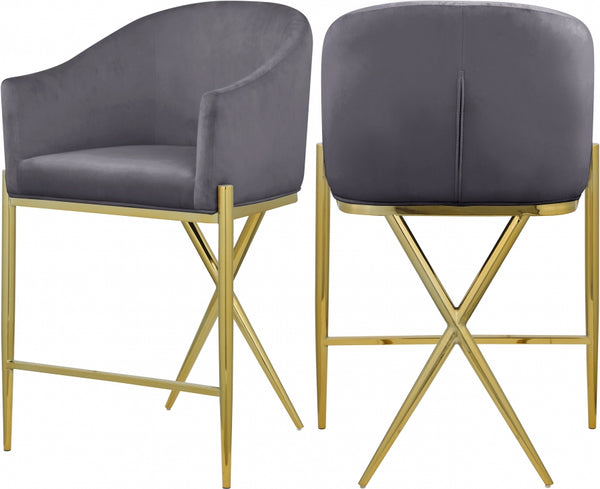 XAVIER VELVET COUNTER STOOLS GOLD