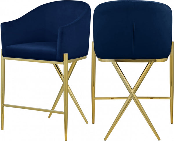 XAVIER VELVET COUNTER STOOLS GOLD