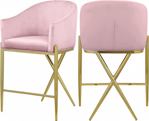 XAVIER VELVET COUNTER STOOLS GOLD