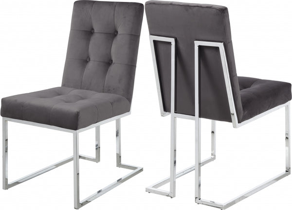 PAISLEY VELVET DINING CHAIRS CHROME