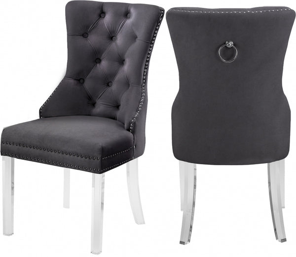 MILLAY VELVET DINING CHAIRS CHROME