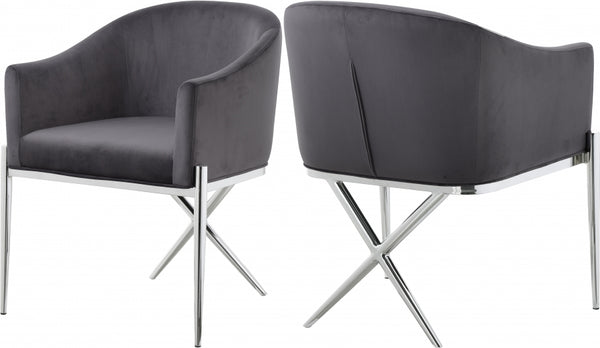 XAVIER VELVET DINING CHAIR CHROME